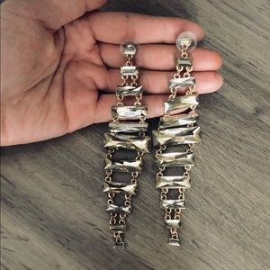 Gold chandelier drop statement earrings
